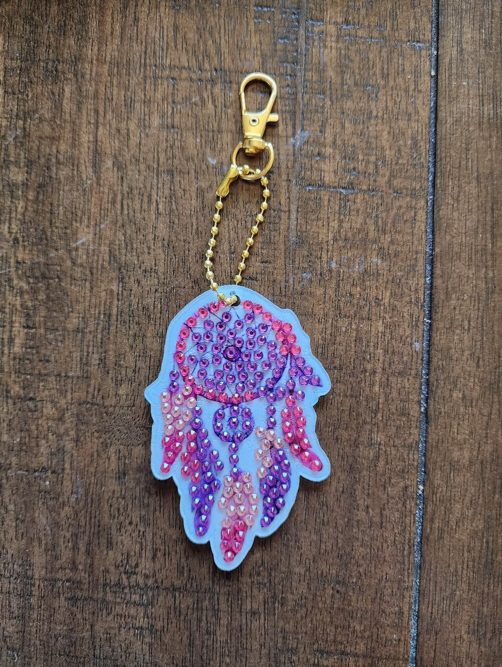 Gold-Chain Pink Purple Dreamcatcher Keychain
